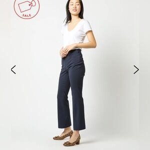 SID MASHBURN Faye Flare Cropped Pant in lightweight navy waffle knit S NWT